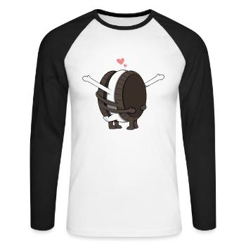 Amour de couple de biscuits - T-shirt baseball manches longues Homme - blanc/noir - Devant - Nik (191cm)