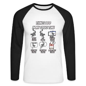 Lémurien - T-shirt baseball manches longues Homme - blanc/noir - Devant - Nik (191cm)