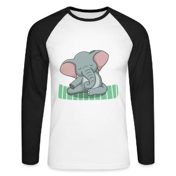 Yoga Elephant - Unisex Long Sleeve Baseball T-Shirt - white/black - Front - Nik (191cm)