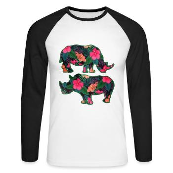 Rhinoceros - Unisex Long Sleeve Baseball T-Shirt - white/black - Front - Nik (191cm)