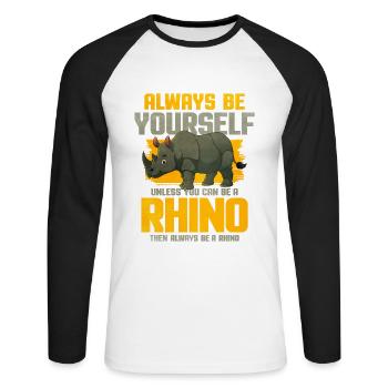 Rhinoceros - Unisex Long Sleeve Baseball T-Shirt - white/black - Front - Nik (191cm)