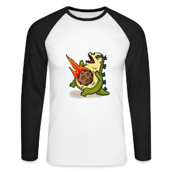 Earth Strike Big Bang Dino Design - T-shirt baseball manches longues Homme - blanc/noir - Devant - Nik (191cm)