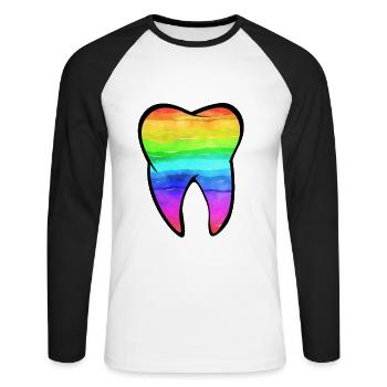Zahn Zähne Zahnarzt Zahnmedizinische Angestellte - Unisex Baseballshirt langarm - Weiß/Schwarz - Vorne - Nik (191cm)