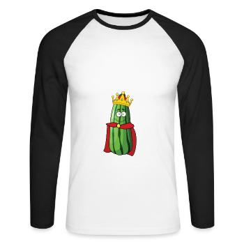 Courgette - T-shirt baseball manches longues Homme - blanc/noir - Devant - Nik (191cm)