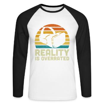 Cadeau VR de réalité virtuelle - T-shirt baseball manches longues Homme - blanc/noir - Devant - Nik (191cm)
