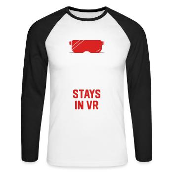 Cadeau VR de réalité virtuelle - T-shirt baseball manches longues Homme - blanc/noir - Devant - Nik (191cm)