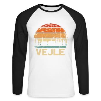 Vejle - T-shirt baseball manches longues Homme - blanc/noir - Devant - Nik (191cm)