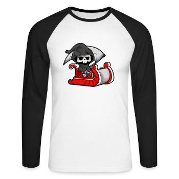 La Faucheuse - T-shirt baseball manches longues Homme - blanc/noir - Devant - Nik (191cm)