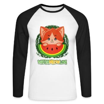 Pastèque - T-shirt baseball manches longues Homme - blanc/noir - Devant - Nik (191cm)