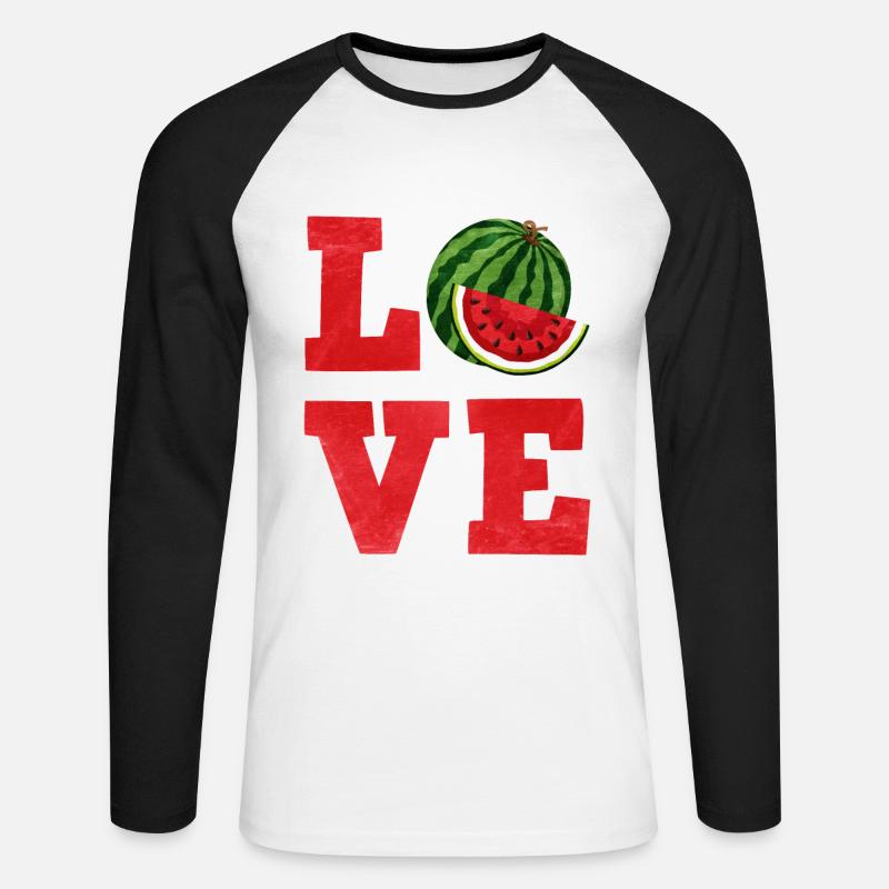 Wassermelone - Unisex Baseballshirt langarm - Weiß/Schwarz