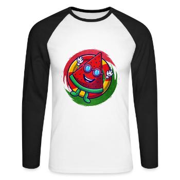 Pastèque - T-shirt baseball manches longues Homme - blanc/noir - Devant - Nik (191cm)