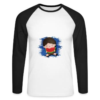 Pastèque - T-shirt baseball manches longues Homme - blanc/noir - Devant - Nik (191cm)