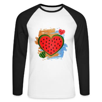 Pastèque - T-shirt baseball manches longues Homme - blanc/noir - Devant - Nik (191cm)