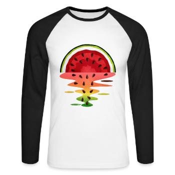 Pastèque - T-shirt baseball manches longues Homme - blanc/noir - Devant - Nik (191cm)