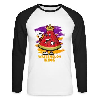 Pastèque - T-shirt baseball manches longues Homme - blanc/noir - Devant - Nik (191cm)