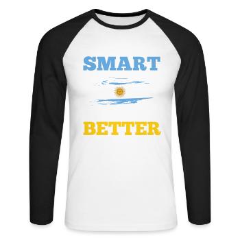 Argentina - Unisex Long Sleeve Baseball T-Shirt - white/black - Front - Nik (191cm)