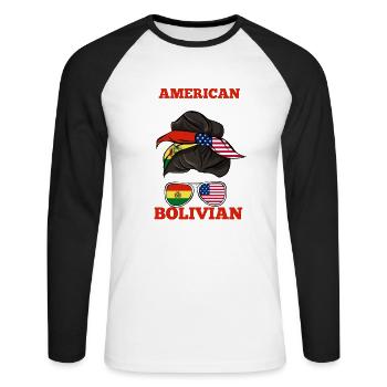 Bolivien - Unisex Baseballshirt langarm - Weiß/Schwarz - Vorne - Nik (191cm)