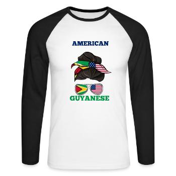 Guyana - T-shirt baseball manches longues Homme - blanc/noir - Devant - Nik (191cm)