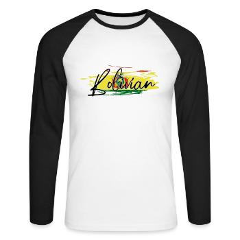Bolivien - Unisex Baseballshirt langarm - Weiß/Schwarz - Vorne - Nik (191cm)
