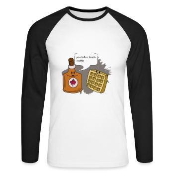 Gaufre - T-shirt baseball manches longues Homme - blanc/noir - Devant - Nik (191cm)