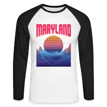 Maryland - T-shirt baseball manches longues Homme - blanc/noir - Devant - Nik (191cm)
