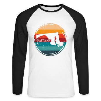 Maryland - T-shirt baseball manches longues Homme - blanc/noir - Devant - Nik (191cm)