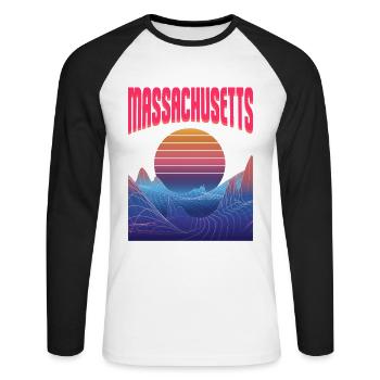 Massachusetts - Unisex Long Sleeve Baseball T-Shirt - white/black - Front - Nik (191cm)