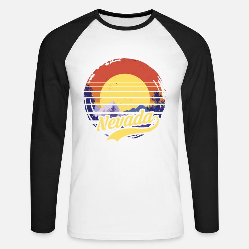 Nevada - Unisex Baseballshirt langarm - Weiß/Schwarz