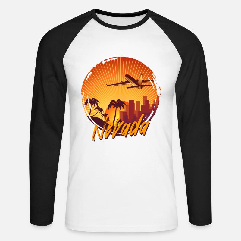 Nevada - Unisex Baseballshirt langarm - Weiß/Schwarz