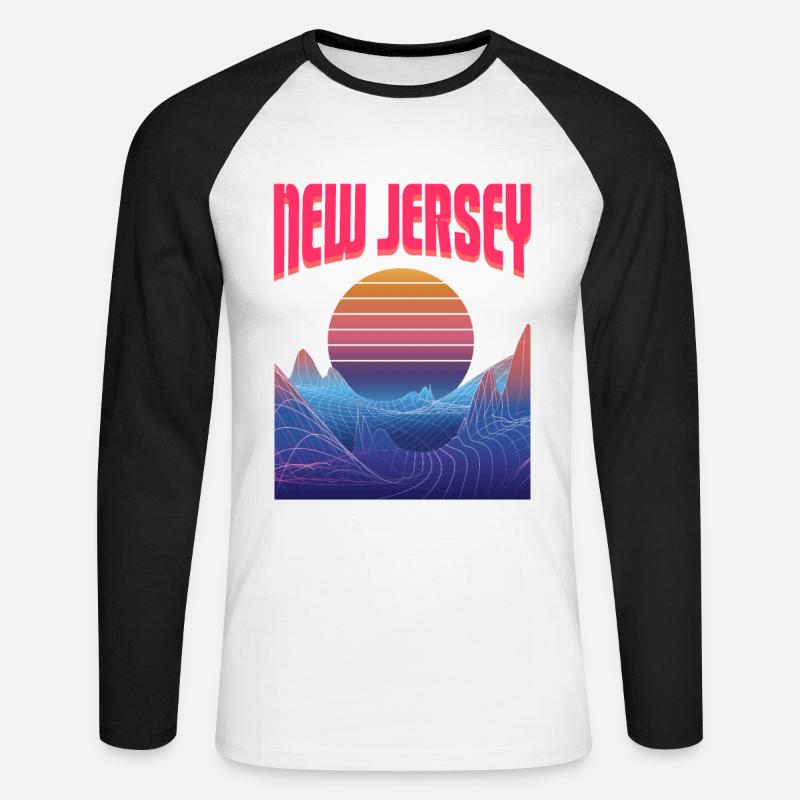 New Jersey - Unisex Baseballshirt langarm - Weiß/Schwarz