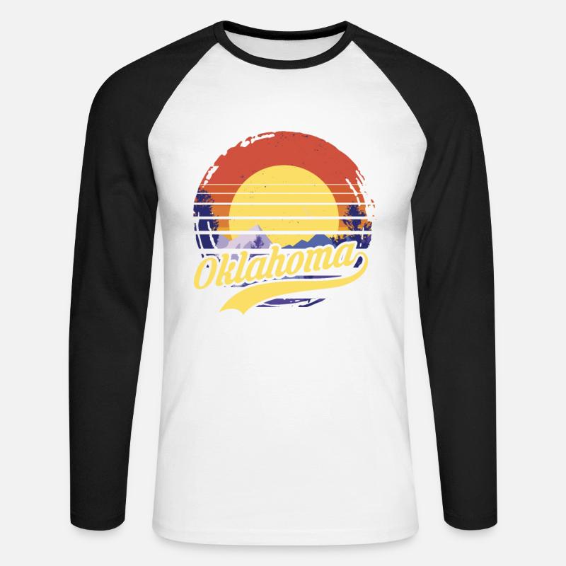 Oklahoma - Unisex Baseballshirt langarm - Weiß/Schwarz