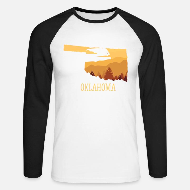 Oklahoma - Unisex Baseballshirt langarm - Weiß/Schwarz