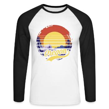 Oregon - Unisex Baseballshirt langarm - Weiß/Schwarz - Vorne - Nik (191cm)