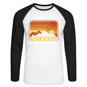 Oregon - Unisex Baseballshirt langarm - Weiß/Schwarz - Vorne - Nik (191cm)
