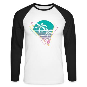 Texas - T-shirt baseball manches longues Homme - blanc/noir - Devant - Nik (191cm)