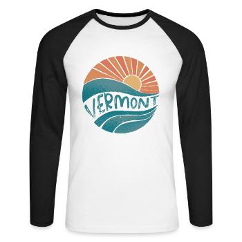 Vermont - T-shirt baseball manches longues Homme - blanc/noir - Devant - Nik (191cm)