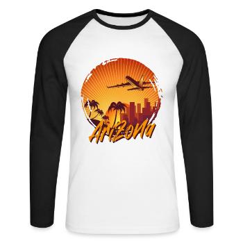 arizona - Unisex Baseballshirt langarm - Weiß/Schwarz - Vorne - Nik (191cm)