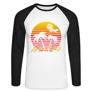 arkansas - Unisex Baseballshirt langarm - Weiß/Schwarz - Vorne - Nik (191cm)