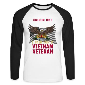 Vietnam Veteran - Unisex Long Sleeve Baseball T-Shirt - white/black - Front - Nik (191cm)