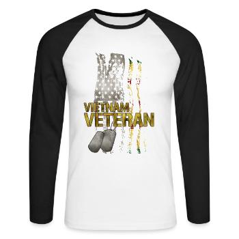 Vietnam Veteran - Unisex Long Sleeve Baseball T-Shirt - white/black - Front - Nik (191cm)