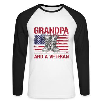 Vietnam Veteran - Unisex Long Sleeve Baseball T-Shirt - white/black - Front - Nik (191cm)