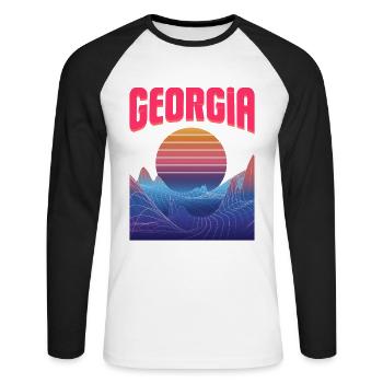 georgia - Unisex Baseballshirt langarm - Weiß/Schwarz - Vorne - Nik (191cm)