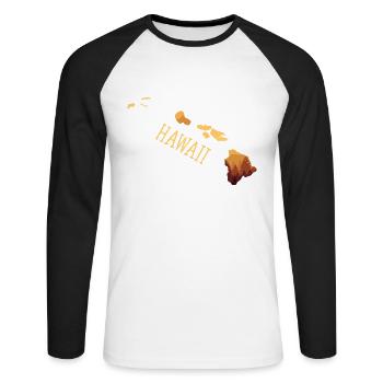 Hawaï - T-shirt baseball manches longues Homme - blanc/noir - Devant - Nik (191cm)