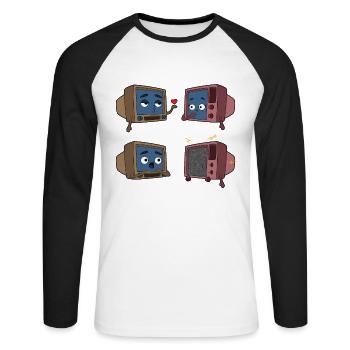 Couple d’amour à la télévision - T-shirt baseball manches longues Homme - blanc/noir - Devant - Nik (191cm)