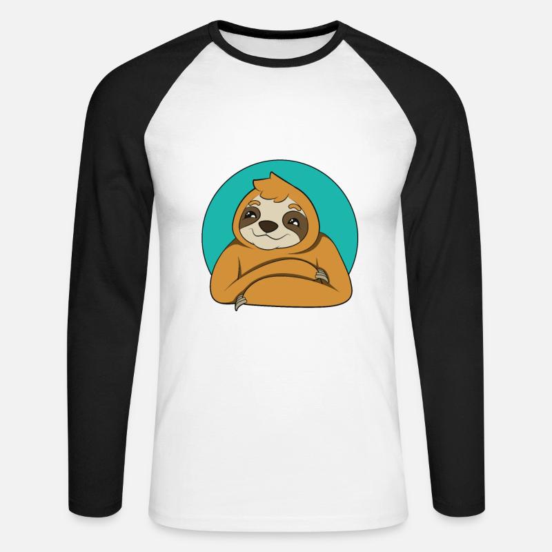 Faultier - Unisex Baseballshirt langarm - Weiß/Schwarz