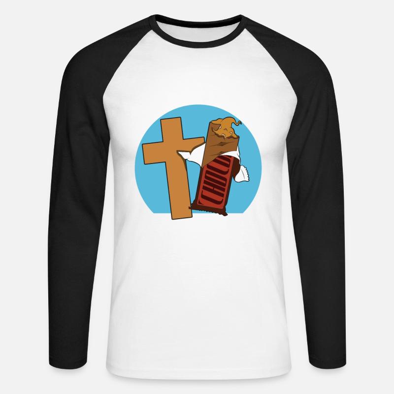 Jesus und Schokolade - Unisex Baseballshirt langarm - Weiß/Schwarz