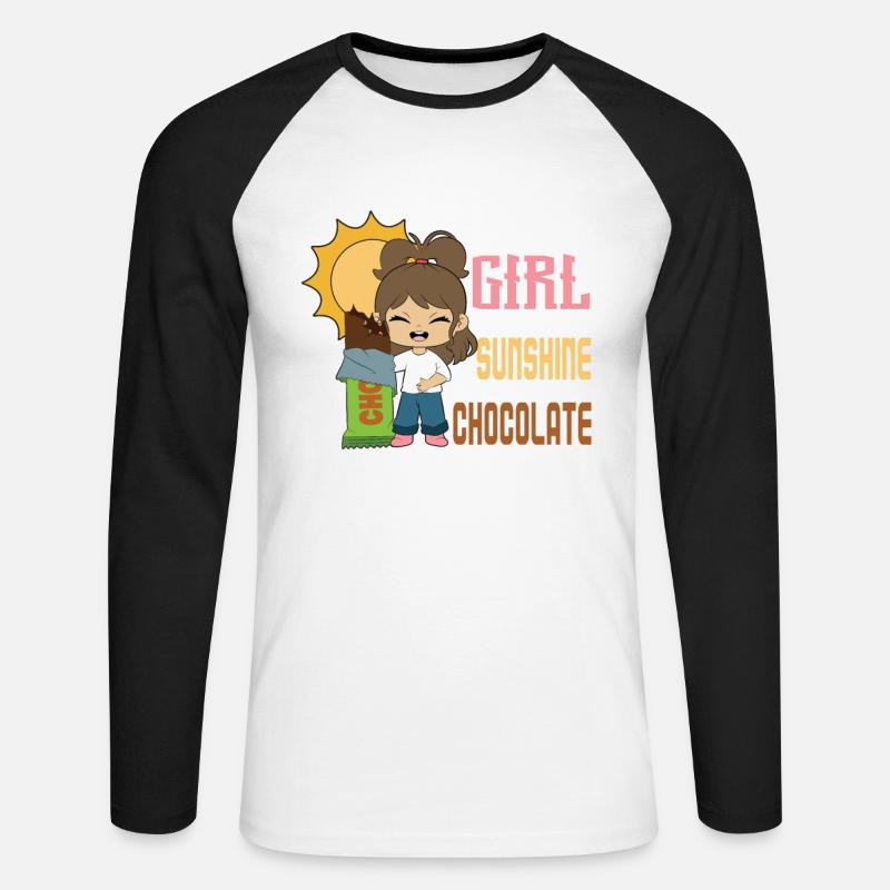 Schokolade Liebe - Unisex Baseballshirt langarm - Weiß/Schwarz