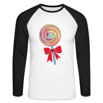lollipop - Unisex Baseballshirt langarm - Weiß/Schwarz - Vorne - Nik (191cm)