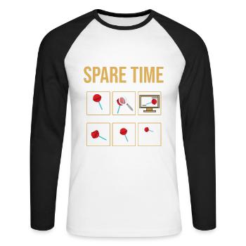 Cadeau de bonbons Lollipop - T-shirt baseball manches longues Homme - blanc/noir - Devant - Nik (191cm)