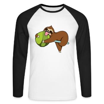 Cadeau de bonbons Lollipop - T-shirt baseball manches longues Homme - blanc/noir - Devant - Nik (191cm)